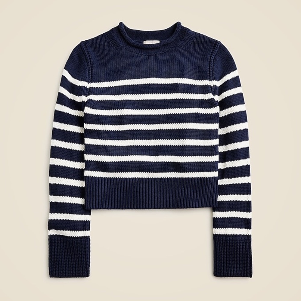 J. Crew Navy and White Striped Crewneck Sweater - Picture 7 of 7